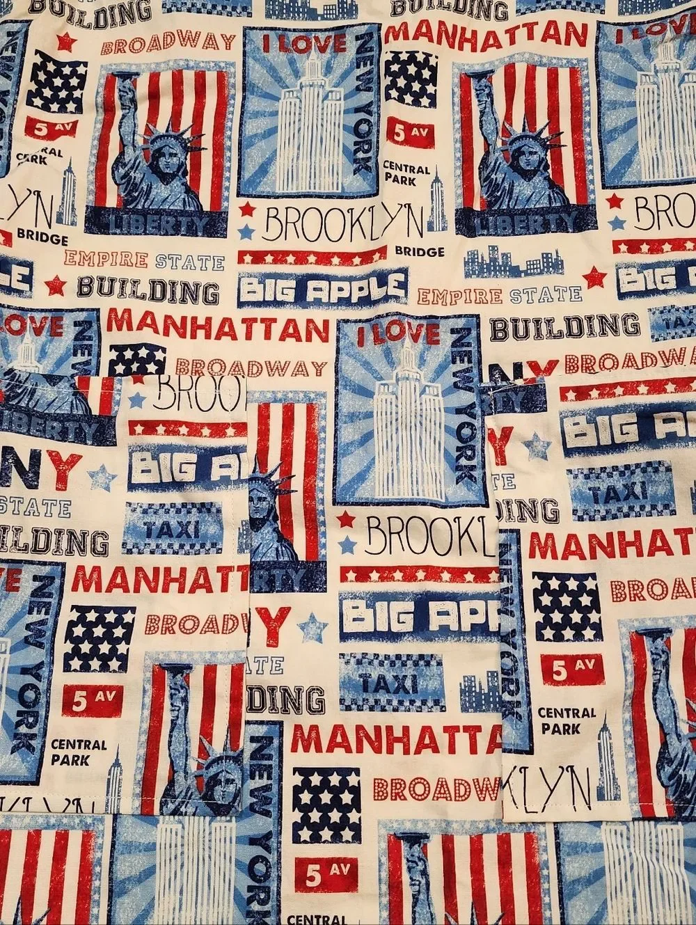 Classic New York Print Cotton  or Cotton blend Apron - Red & Blue Patriotic